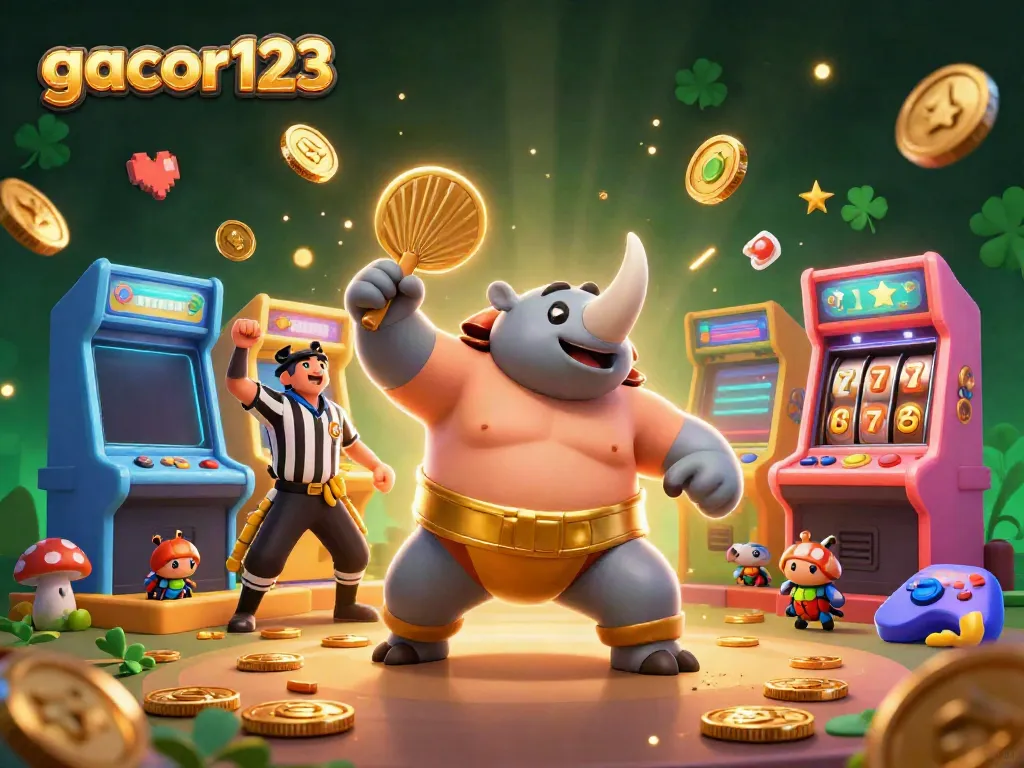 Spin lucky slots with gacor123's vibrant casino experience featuring a beetle champion.