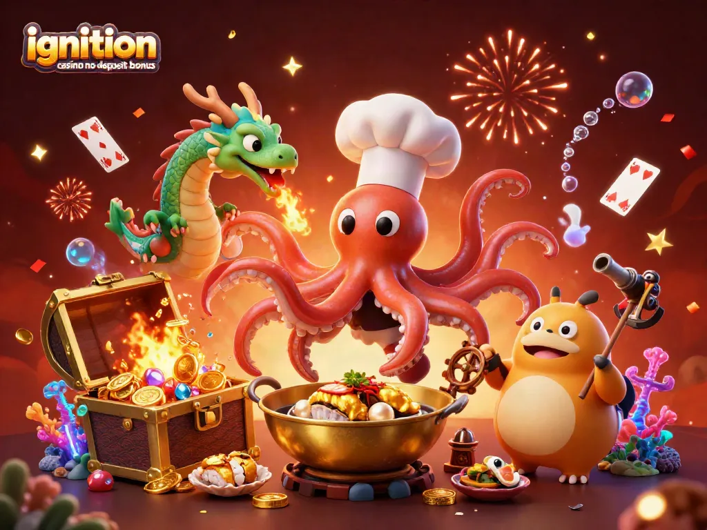 Experience the excitement of ignition casino no deposit bonus with vibrant 3D illustration featuring dynamic casino elements.