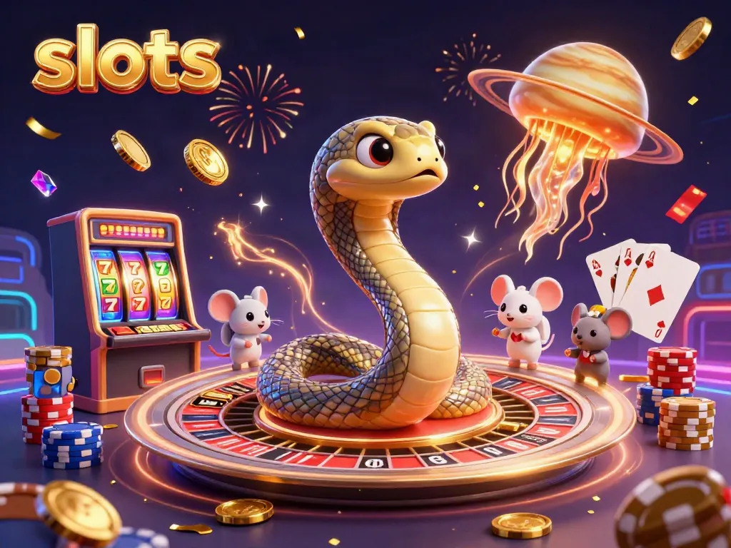 Watch as the Saturn ring snake rolls its slots, with astronaut mice wagering dynamic gold and jewels.