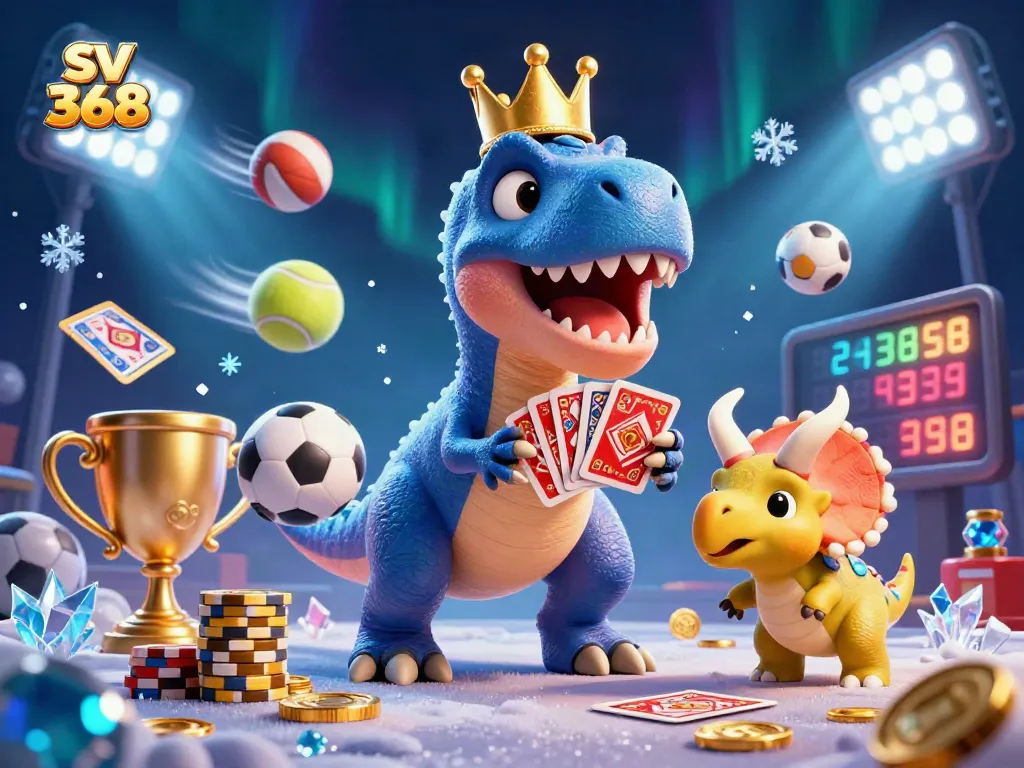 Bet on sv 368 with playful characters in a vibrant casino scene featuring gambling elements.