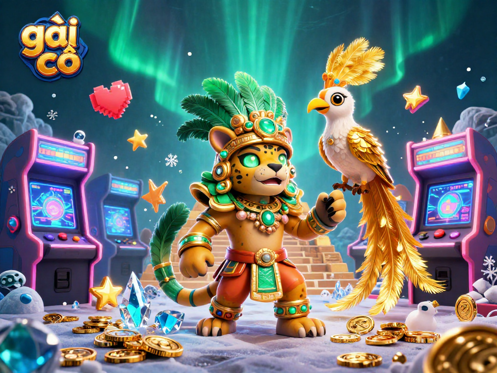 Engage with gái gọi in a vibrant casino-themed 3D digital illustration full of game elements and rich details.