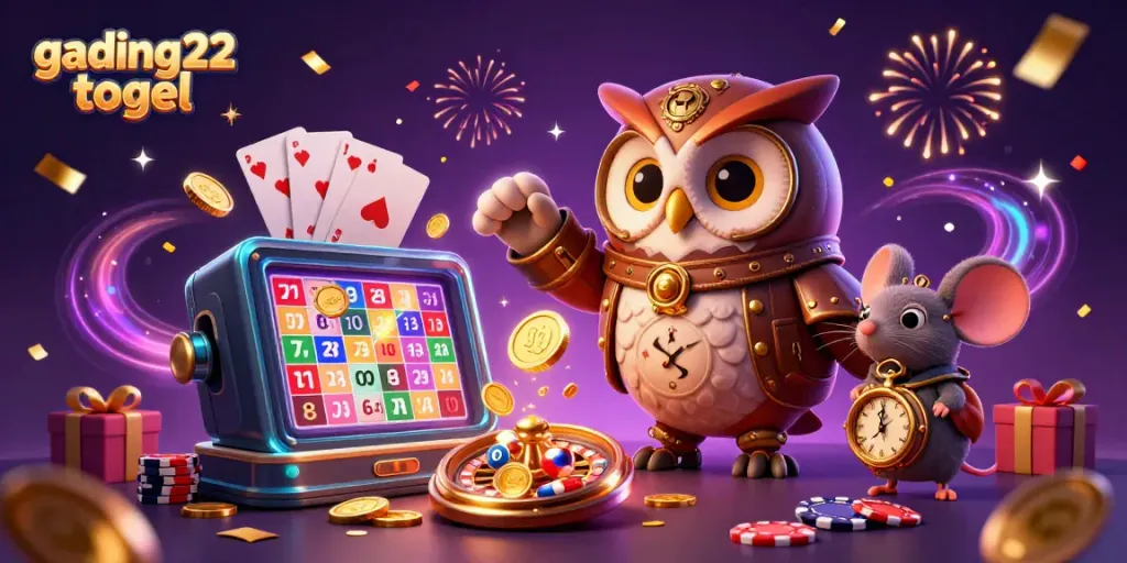 Experience thrilling gading22 togel gameplay with vibrant steampunk characters in a magical casino.