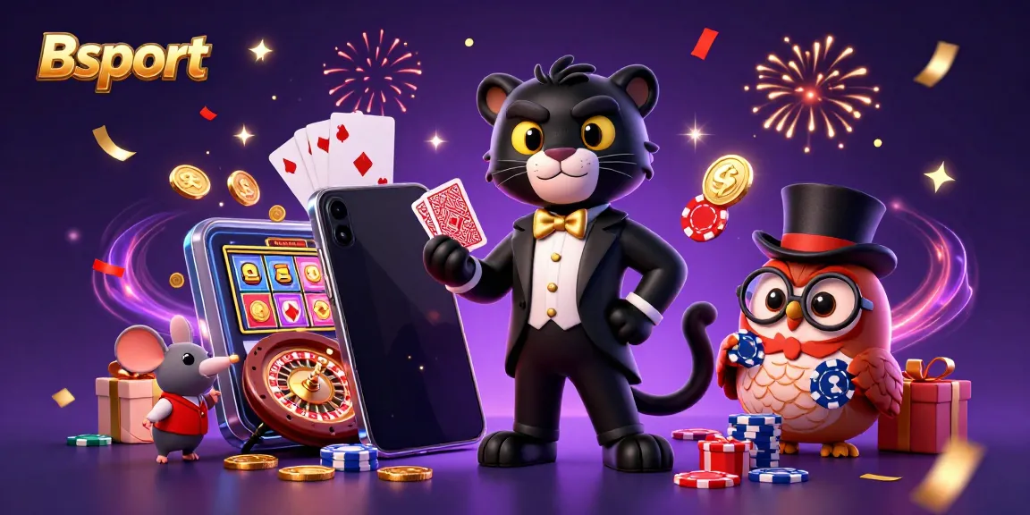 Experience lively gaming with Bsport in this magical casino scene featuring dynamic characters.