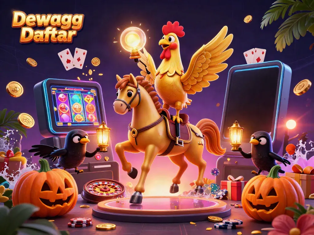 Dewagg Daftar offers players a vibrant and dynamic casino experience with stunning golden rooster motifs and interactive slot games.