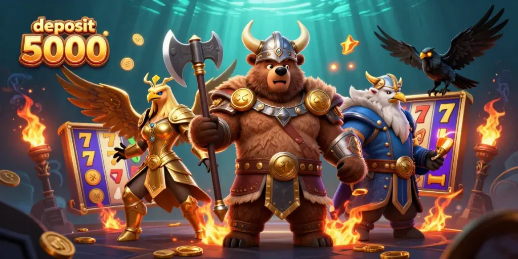 Spin and win at deposit 5000 slots with vibrant 3D characters and colorful games.