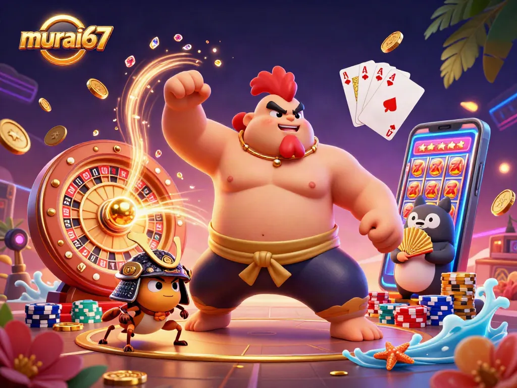 Experience thrilling gameplay with murai67 in a vibrant, interactive casino scene filled with action.