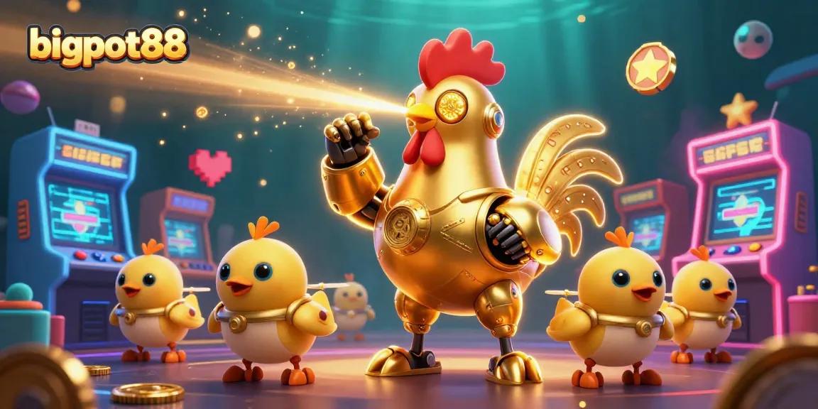 Bigpot88 membawa keberuntungan dengan robot ayam emas futuristik dan game 3D yang memukau.