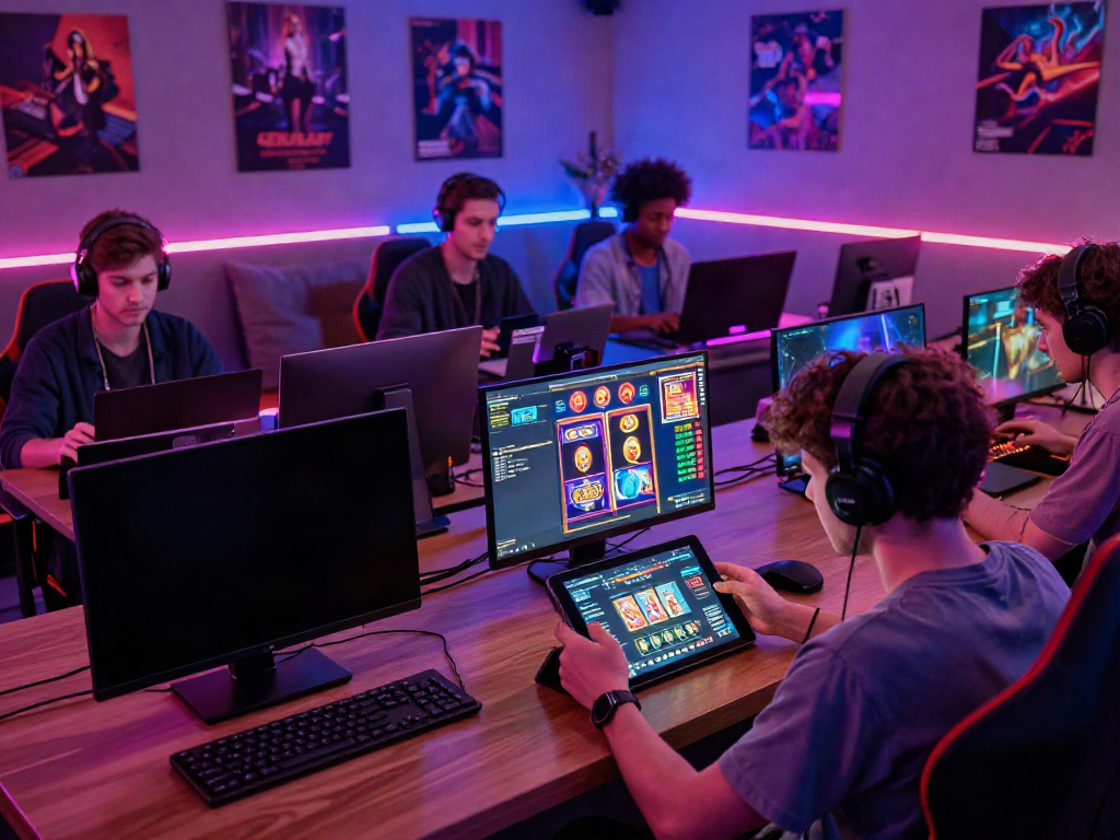 Players enjoying a dynamic online gaming experience at batman138 in a stylish gaming lounge.