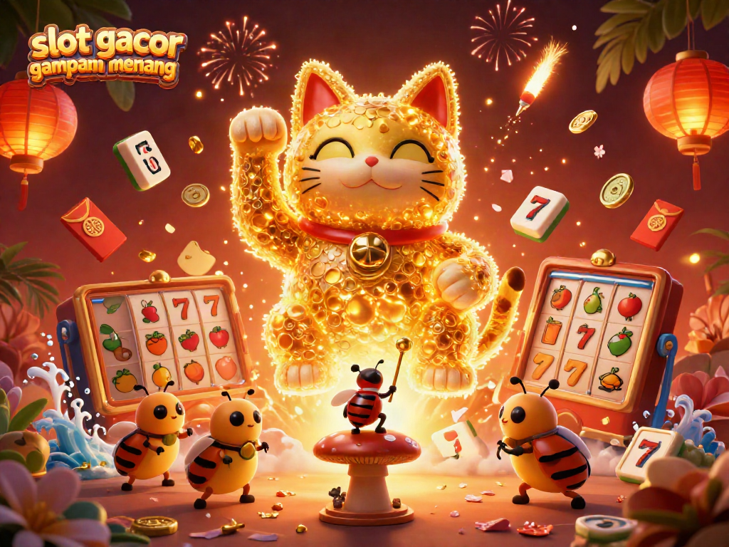 Experience the charm of "slot gacor gampang menang" in a vibrant and detailed casino illustration.