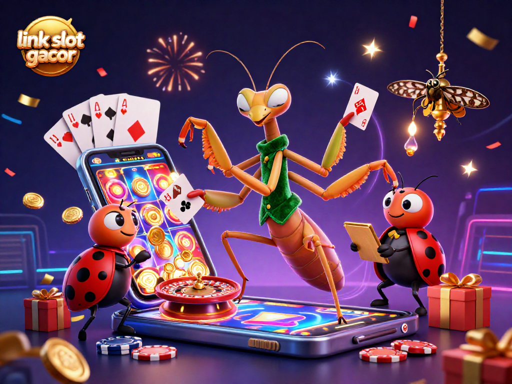 Menangkan peluang dari link slot gacor dengan permainan slot terkini dan emas koin meluncur ke luar layar smartphone.