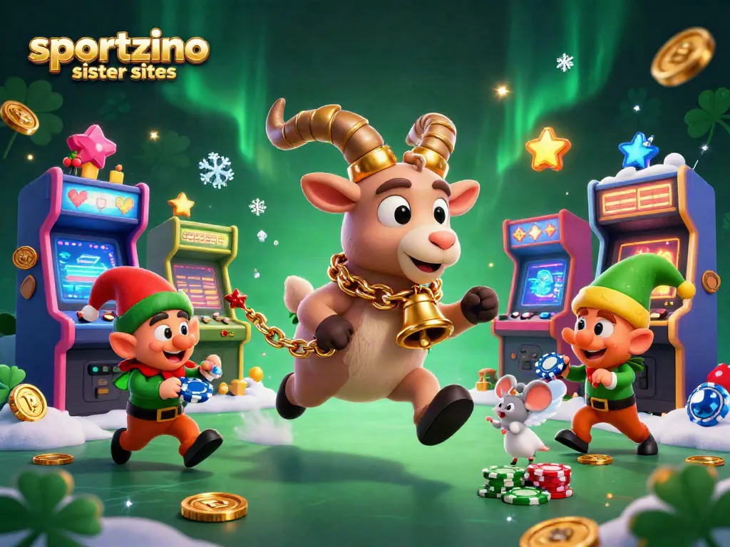 Unleash excitement at sportzino sister sites with festive casino chaos and playful characters.