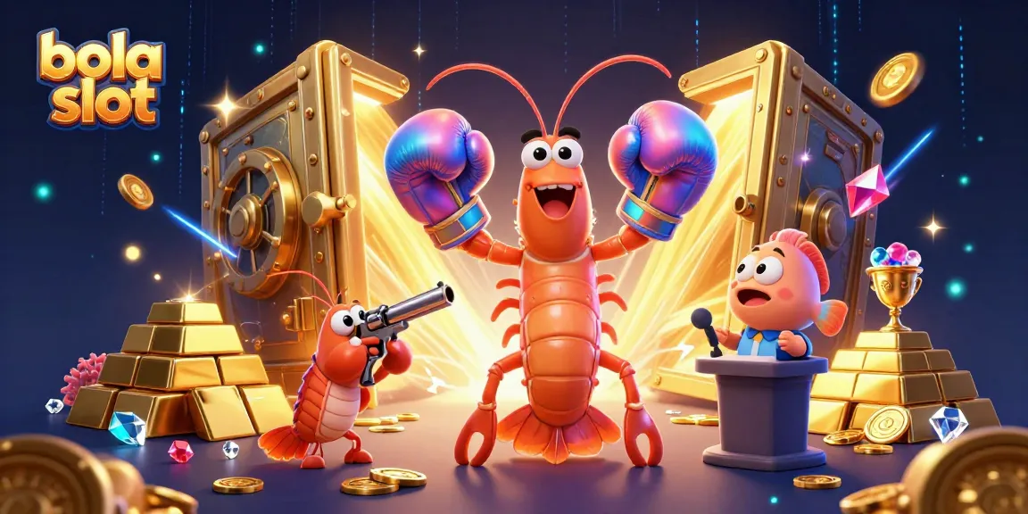 Engage with the bola slot game in a vibrant scene featuring a colorful underwater vibe with unique seafood characters.