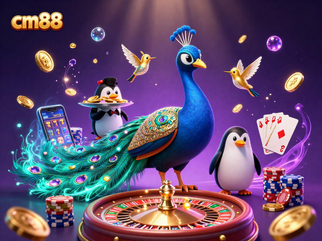 Experience thrilling casino excitement with cm88, featuring elegant characters amidst sparkling gems and vibrant gaming elements.
