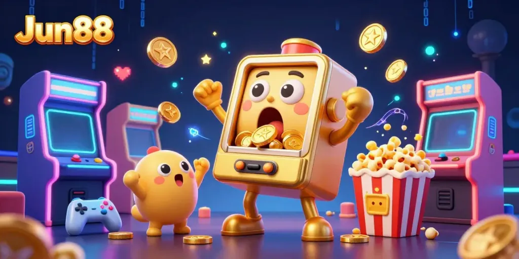 Experience thrilling wins at Jun88 with lively cartoon slot machines celebrating jackpots.