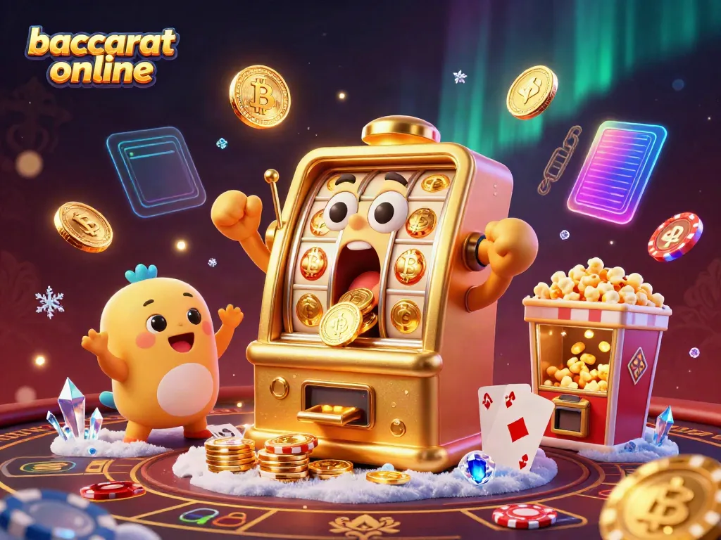 Experience the thrill of baccarat online with a vivid 3D illustration showcasing excitement and gaming activity.