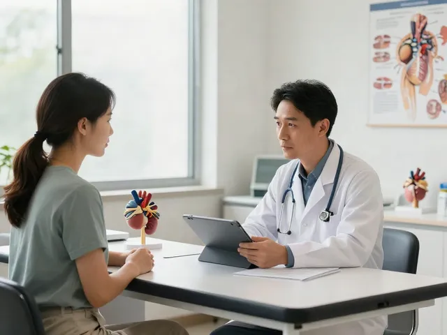 Thyroid specialists in Abu Dhabi discussing treatment options with a patient in a modern healthcare clinic.