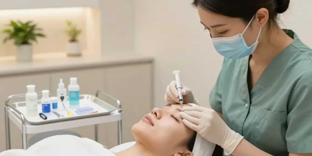 Augenringe entfernen durch professionelle Behandlung mit Hyaluronsäure in einer modernen Klinik.