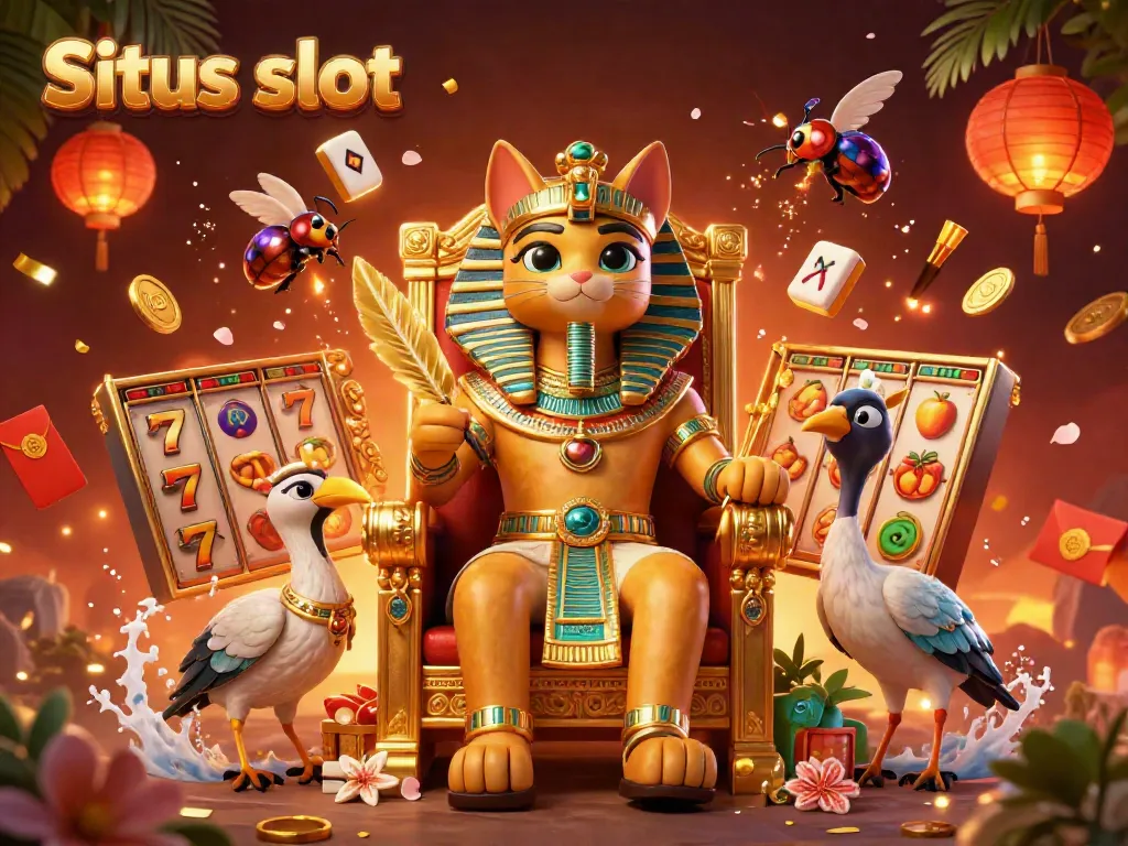 Experience the thrill of Situs slot with spinning reels and a dynamic Egyptian themed scene.