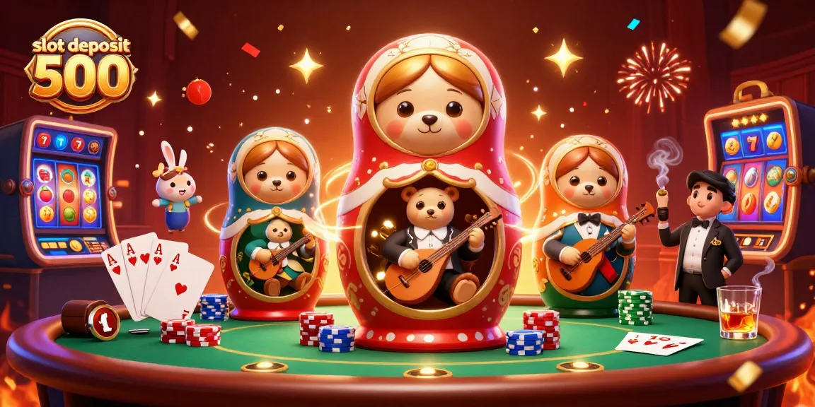 Engage in thrilling gameplay with slot deposit 500 in this vibrant casino scene!