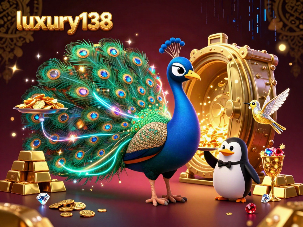 Experience luxury138 with a vibrant casino scene full of shimmering gold and stunning characters.