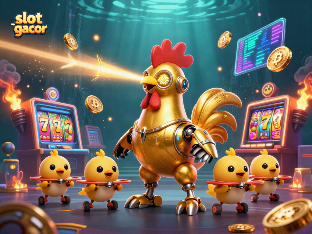 Experience slot gacor with exciting 3D illustrations featuring engaging slot game symbols and futuristic designs.
