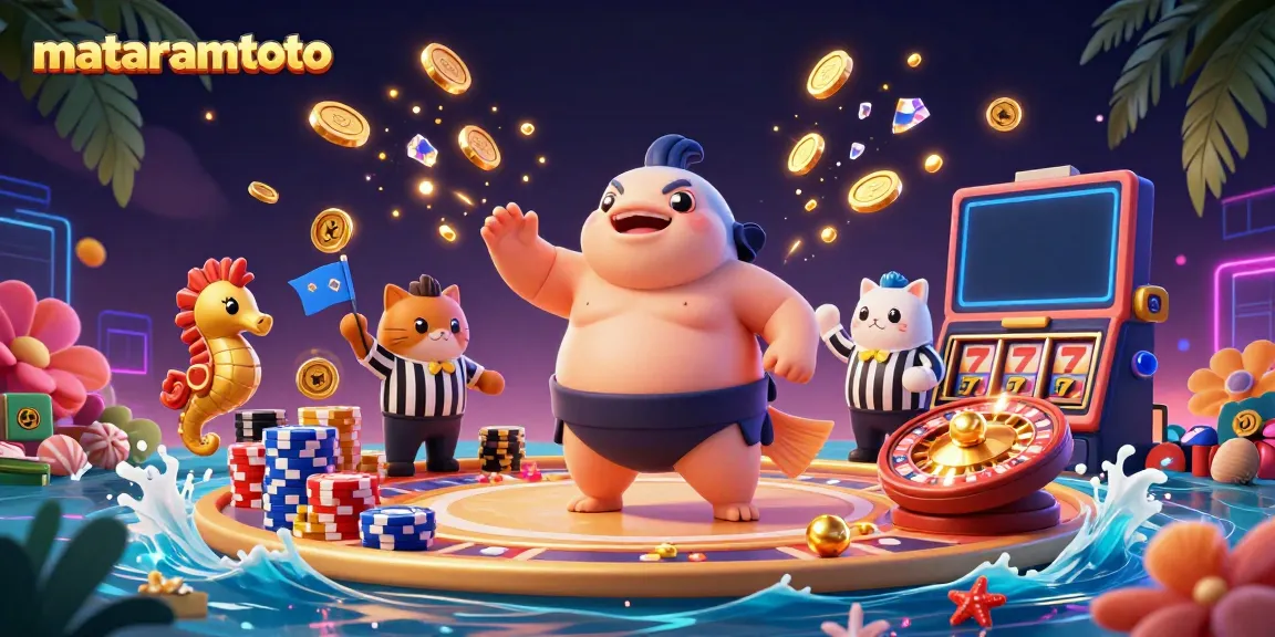 Experience the thrill of winning at mataramtoto with our engaging fugu-themed underwater casino illustration.