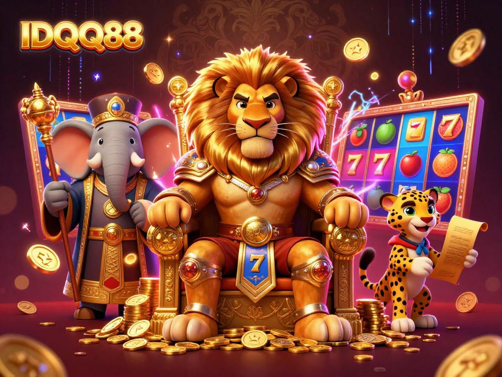 IDQQ88 invites players to explore jackpot opportunities in a vibrant casino atmosphere featuring unique characters.