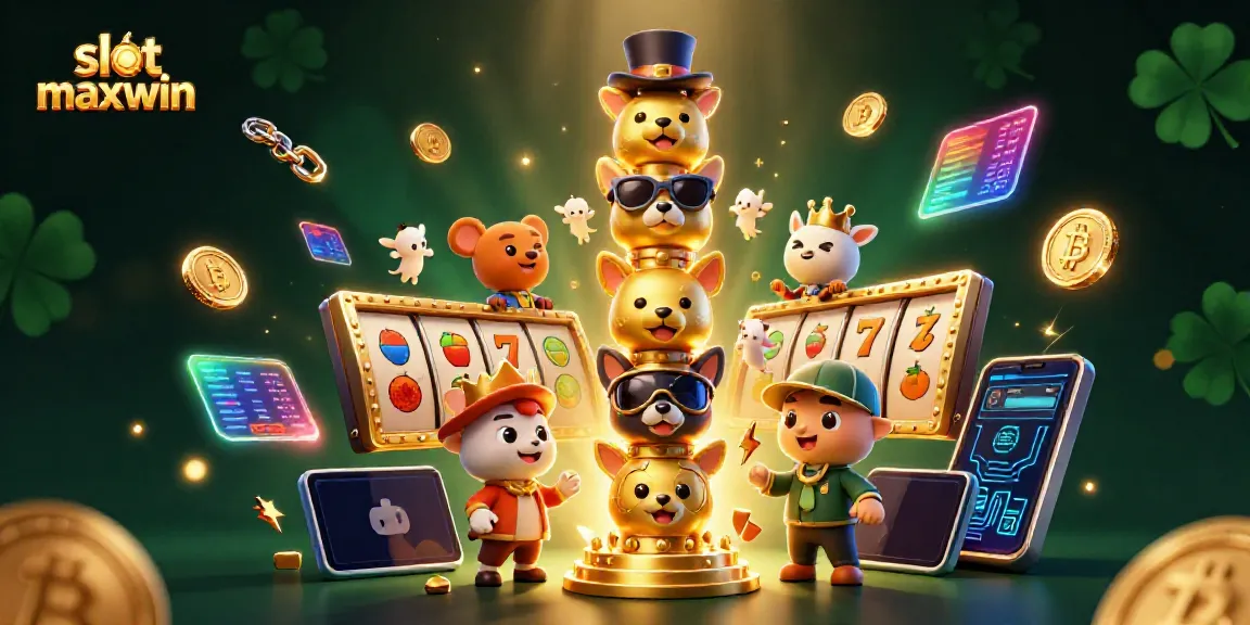 Engage with slot maxwin in a vibrant and dynamic casino-themed illustration, featuring colorful 3D elements.