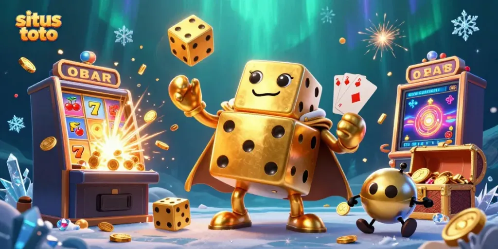 Experience dynamic gameplay at situs toto with vibrant golden dice and explosive jackpots.