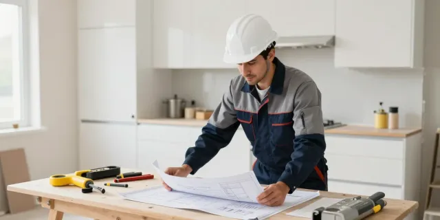 Trusted wish4d local contractor reviewing blueprints on-site.
