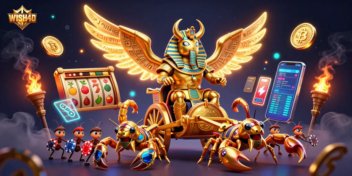 Experience thrilling gameplay with WISH4D's vibrant casino scene featuring slot reels and captivating characters.