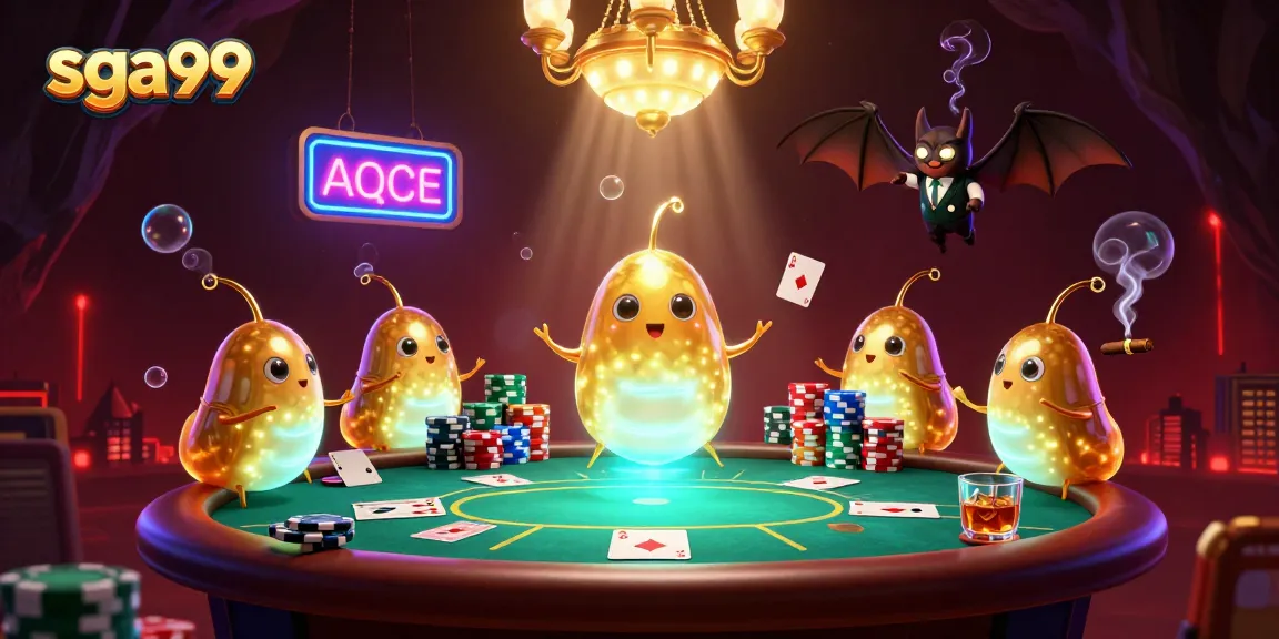 Experience the thrilling atmosphere of sga99's casino with glowing glowworms and vibrant poker action.