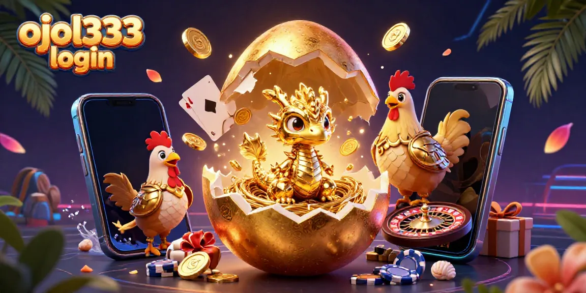 Experience the thrill of ojol333 login with a golden dragon amidst vibrant casino elements.