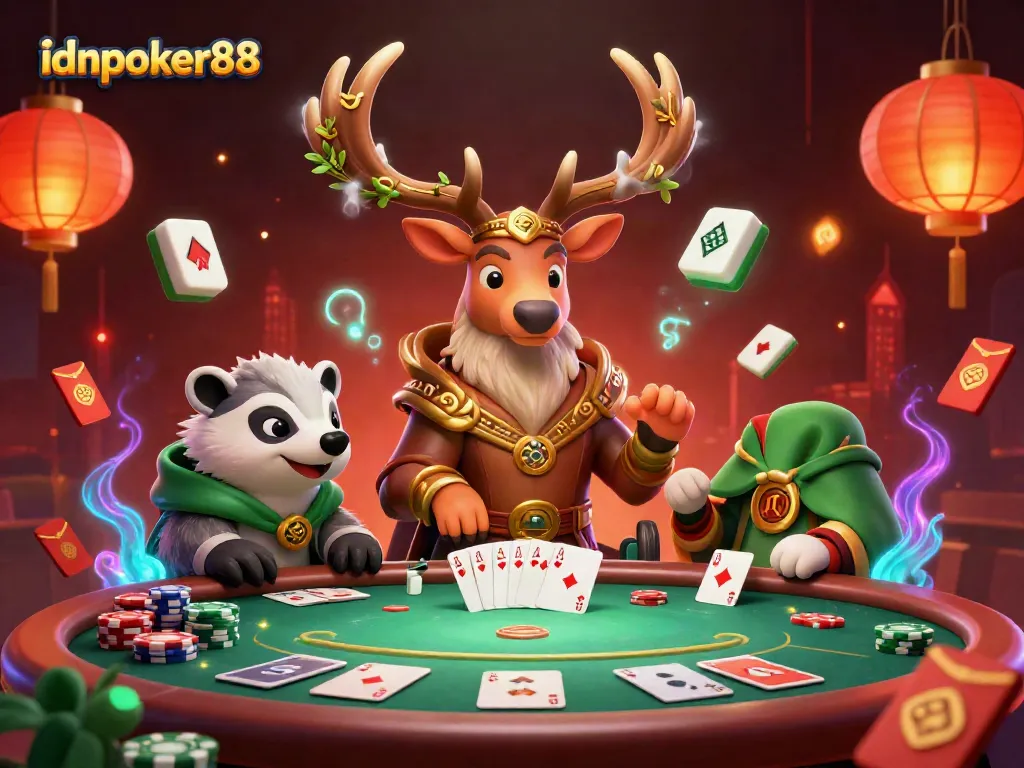 Experience thrilling poker action at idnpoker88 with vibrant characters and dynamic game elements.
