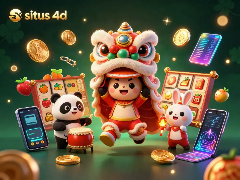 Engage with situs 4d through an exciting lion dance scene with vibrant casino elements.