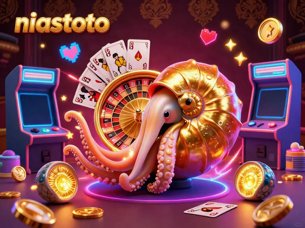 Experience exhilarating gameplay at NIASTOTO with this vibrant 3D casino scene showcasing the thrill of winning.